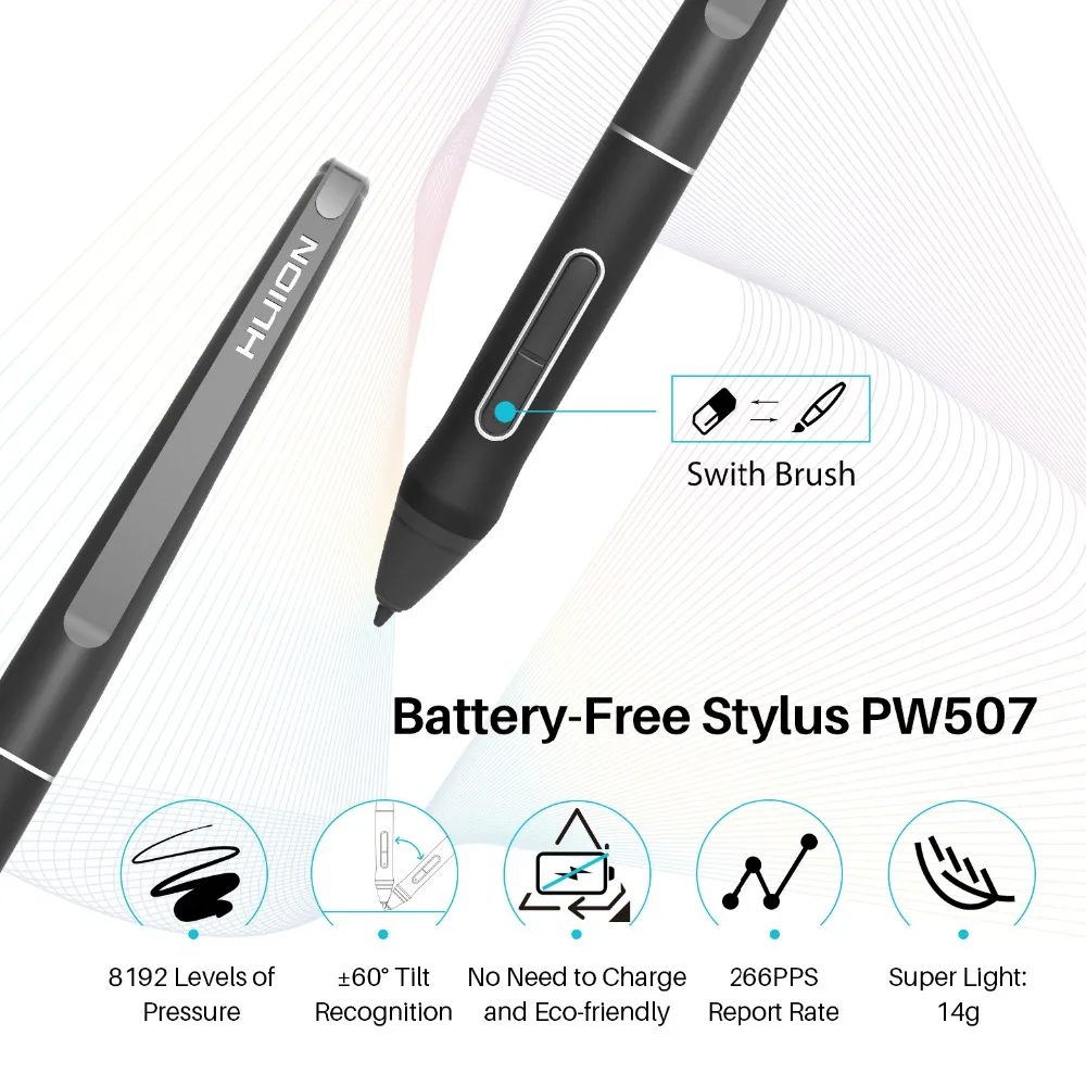 Графический планшет для рисования HUION 120% sRGB Kamvas Pro 12 безбатарейный Наклонный