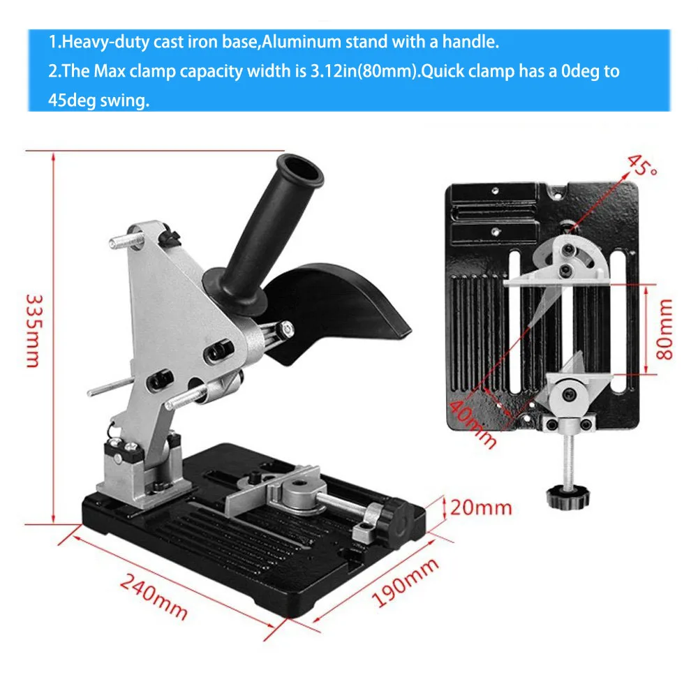  AMYAMY Angle Grinder Stand bracket Holder support Cutting Machine Aluminum body cast iron base for 