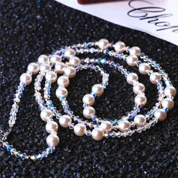 

SWAN Pearl Jewelry luxury Crystal Long Necklaces Women Fashion Sweater Chain Necklace Girls Wedding Accessories Party Gift Femme