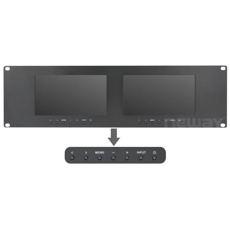 Neway RM71D 3U Rackmount 7 дюймов двойные мониторы DVI VGA видео вход и выход