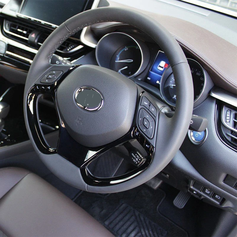 Black Car Steering Wheel Panel Garnish Cover Trim Accessories For Toyota C HR CHR 2017 2018
