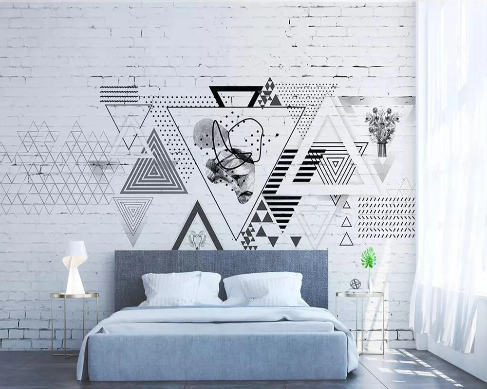 Декоративные обои простой индивидуальный характер Геометрическая кирпичная стена фоновая стена
