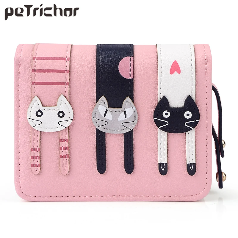 

Hasp Cute Short Women Wallet Cartoon Cat Lady Female Money Purse Credit Card Photo Holder Coin Pocket Brand Fashion Small Bag