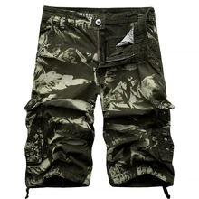 Мужские шорты Cargo хлопковые камуфляжные армейские тактические военные камуфляжные шорты модные многокарманные мужские шорты со средней талией