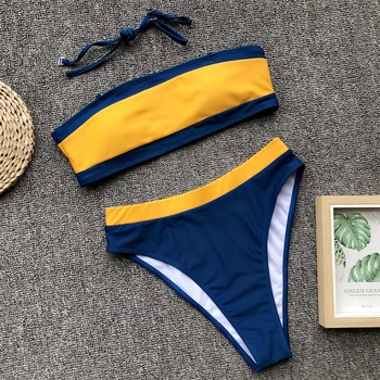 

Bikini Swimwear Women Beachwear Hot Bandeau Bikinis Women Maillot De Bain Femme Tube Top High Waist Bikini Set Swimsuit Women