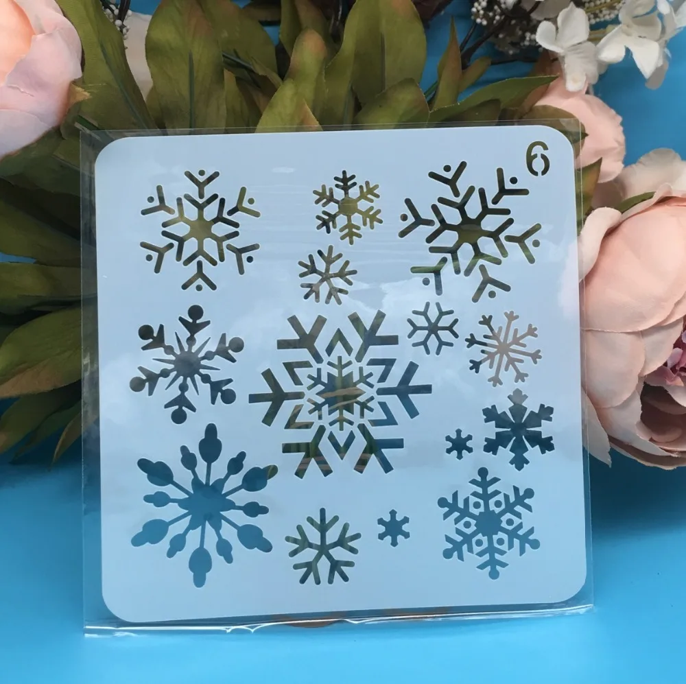 5inch Christmas Snowflake DIY Layering Stencils Wall Paint Scrapbook Coloring Embossing Album Decorative Paper Card Template 2pc template christmas layering stencils painting scrapbooking stamp album decor embossing paper card template stencil snowflake