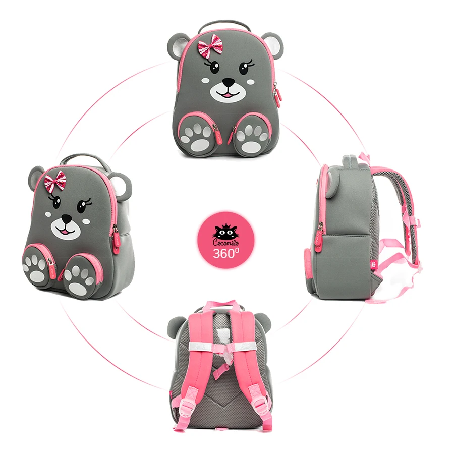 Cocomilo брендовый рюкзак с объемным рисунком милого слона, медведя, школьный рюкзак для детского сада, Детский рюкзак с изображением животных, подарочные детские школьные сумки для девочек и мальчиков