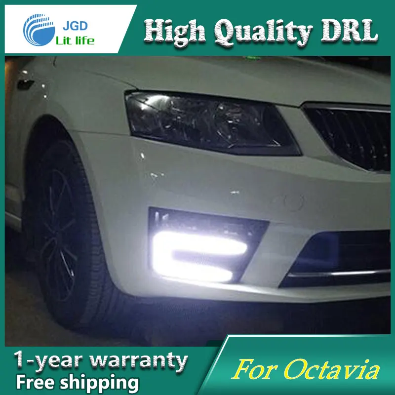 

Free shipping ! 12V 6000k LED DRL Daytime running light case for Skoda Octavia RS A7 2016 2017 LED DRL
