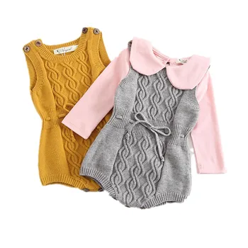 

Autumn Winter Newborn Baby Girl Pure Sleeveless Knit Romper Jumpsuit Warm Clothes Vest Overall Knitted Outfits Baby Clothing