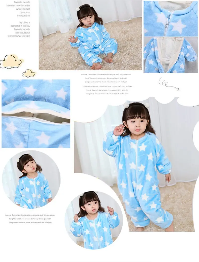 COOTELILI  73-120cm Thicken Fleece Romper Baby Long Sleeve Fashion Star Autumn Winter Infant Clothes Kids Boys Girls Rompers  (7)