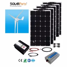 Boguang 1x 600W Wind Turbine+5X100W Solar Hybrid system DIY kit solar panel home house module mobile dc 12v/24v off grid tie