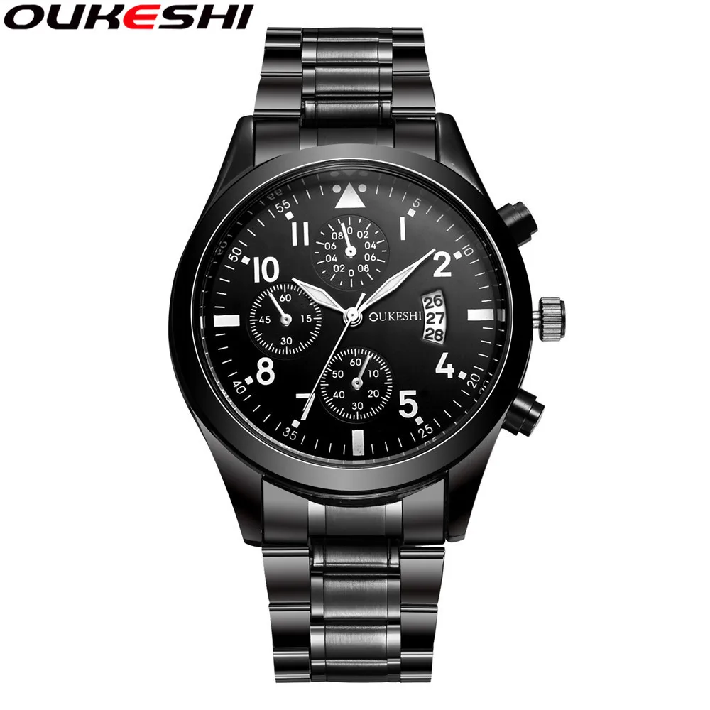 

OUKESHI Brand Fashion Calendar Business Men Watches Casual Stainless Steel Quartz Wristwatches Relogio Masculino Clock Hot Sale