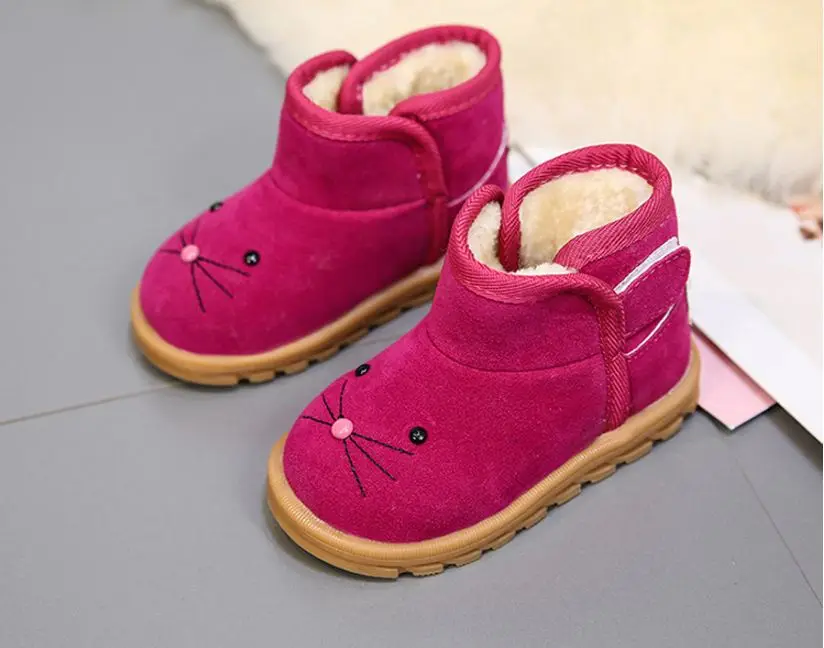 Children's snow boots for girls shoes winter kids baby boys plush warming boots waterproof baby girls cotton velvet short boots