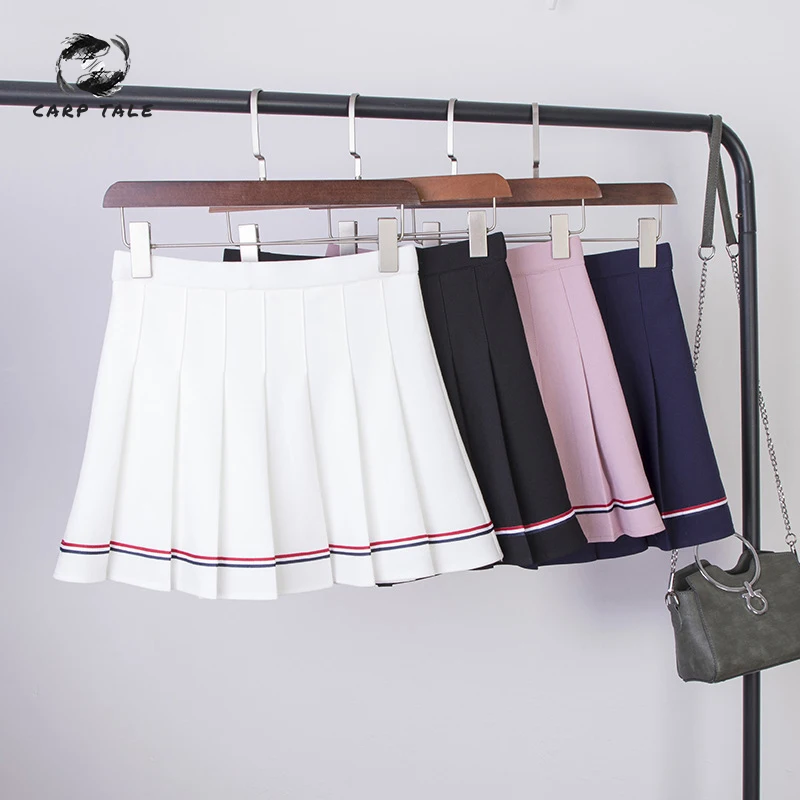

2019 new college wind pleated skirt female summer casual high waist skirt elastic waist versatile skirt soft sister dance skirt