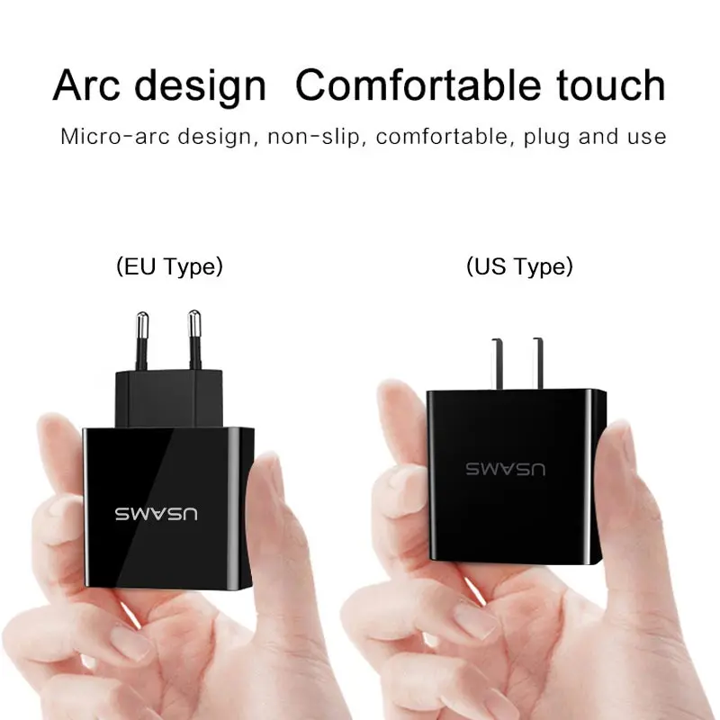 USAMS 3 USB зарядное устройство с ЖК дисплеем для мобильного телефона Max 3A EU/US iPhone X XS