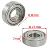 10 Uds doble blindado miniatura de acero con alto contenido de carbono de una sola fila 608ZZ ABEC-5 rodamiento rígido de bolas 8*22*7 8x22x7 MM 608 ZZ ► Foto 2/6