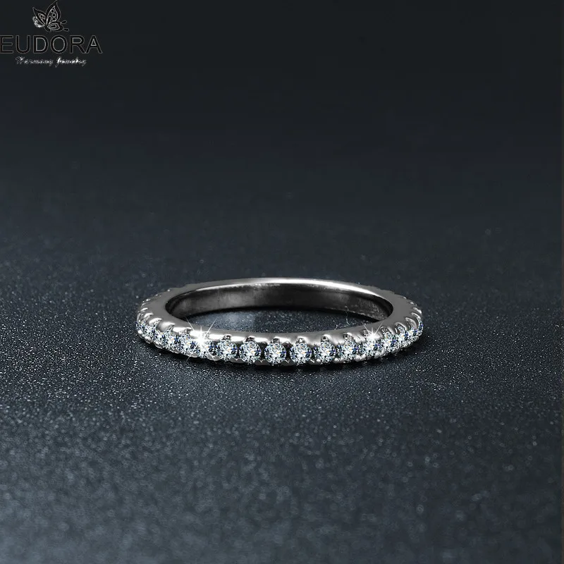 Роскошные Вечность палец кольцо с AAA Цирконий кольцо тонкий Стиль блестящие кольца для Для женщин Юбилей свадебный подарок