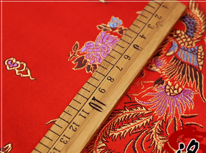 Парчовая жаккардовая ткань костюм Китайская свадьба COS одежда cheongsam дамасская атласная ткань красный фон дракон феникс