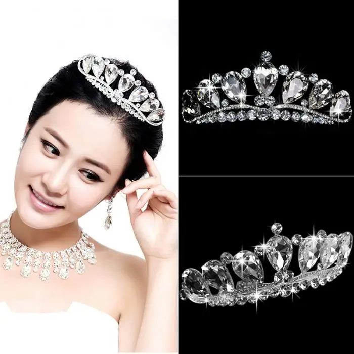 Gorgeous Tiaras And Crown Queen Diadem Shiny Crystal Rhinestone Crown Wedding Bride Princess Tiara Headband Women Hair jewelry