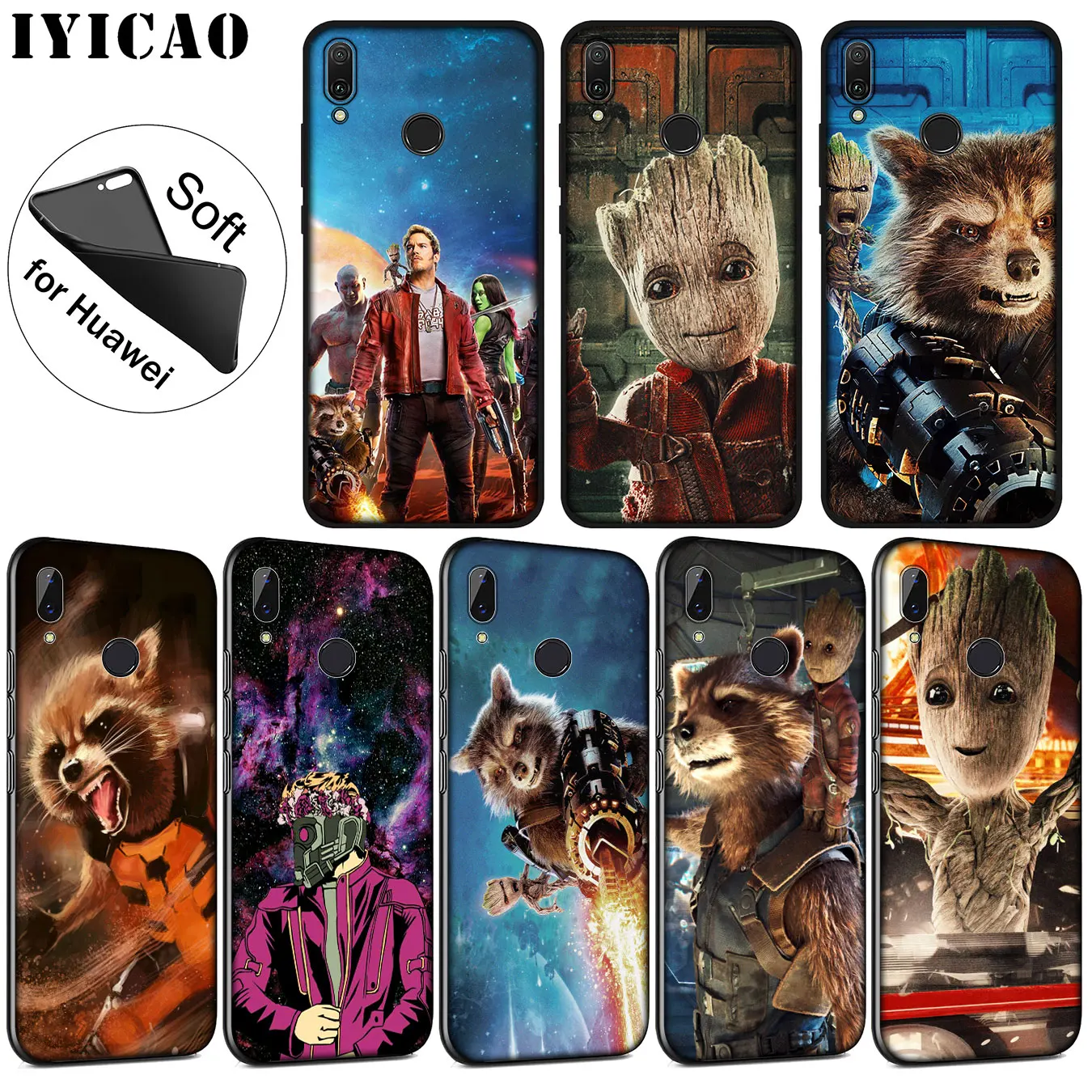 IYICAO Guardians of the for Galaxy Marvel Soft Silicone Case Huawei P30 P20 Pro P10 P9 P8 Lite Mini 2017 2016 P smart Z 2019 |