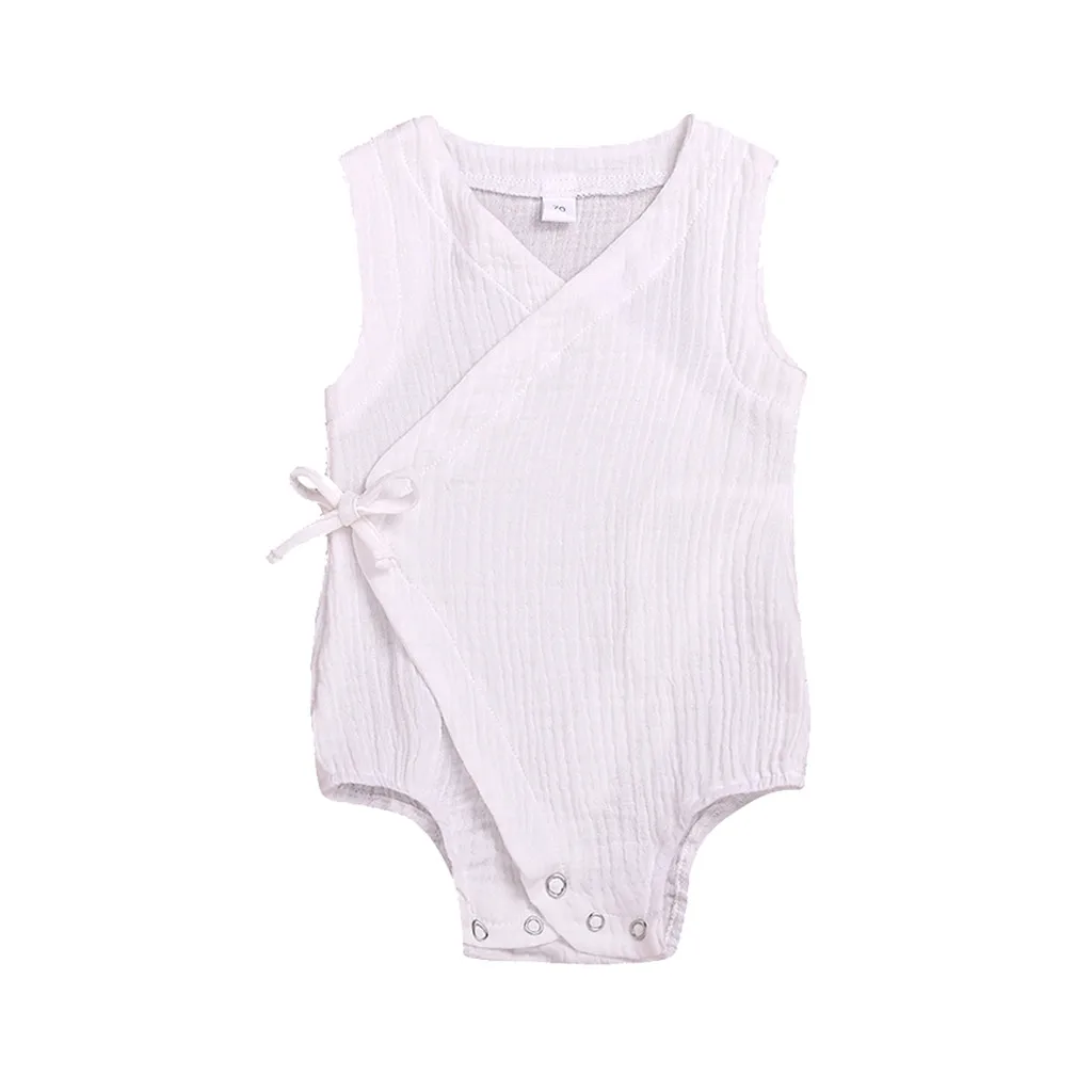 Одежда для маленьких мальчиков и девочек; льняной комбинезон без рукавов с однотонным принтом; летняя одежда в рубчик для маленьких девочек; maillot de bain bebe fille