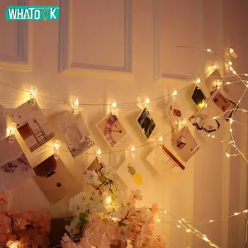 

10leds Card Photo Holder Luminaria Clip String Lights Wall Holiday LED Garland Lamp For Bedroom Wedding Decoration x 10pcs