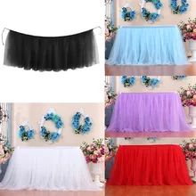 1 pièces multicolore Table jupe vaisselle tissu décorations de mariage bébé douche fête tulle tutu Table plinthe maison Textileth L3