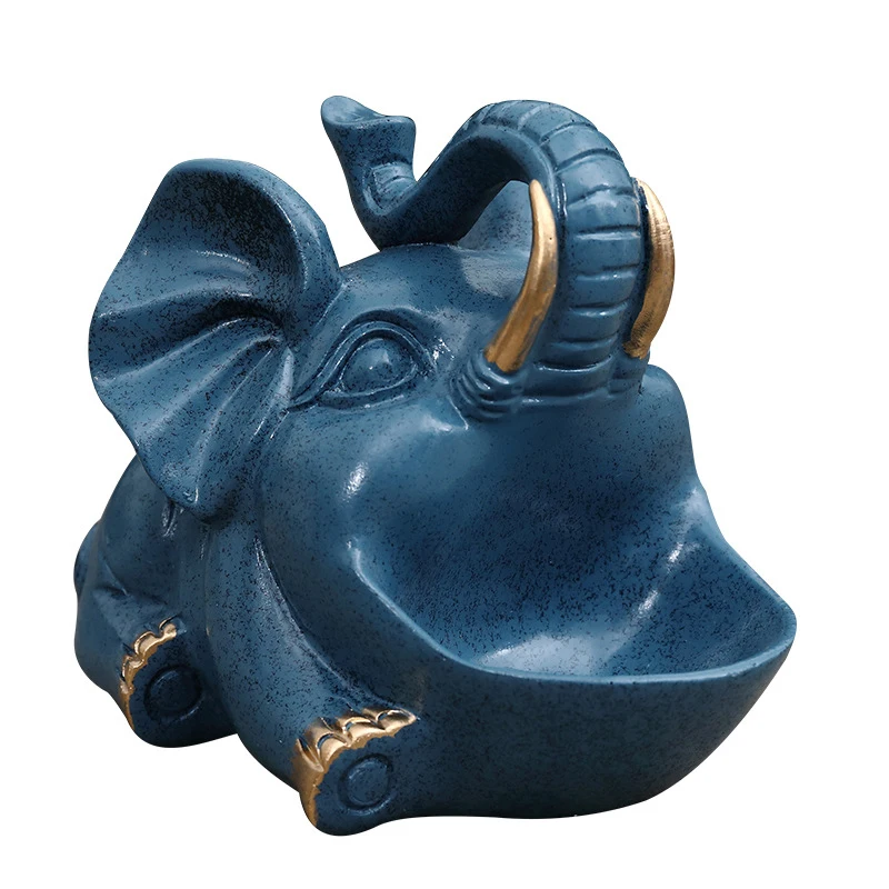 

Creative Blue Pig Ashtray Resin Model Miniatures Cute Gold Elephant Ashtray Home Desktop Decoration Accessories Birthday Gifts