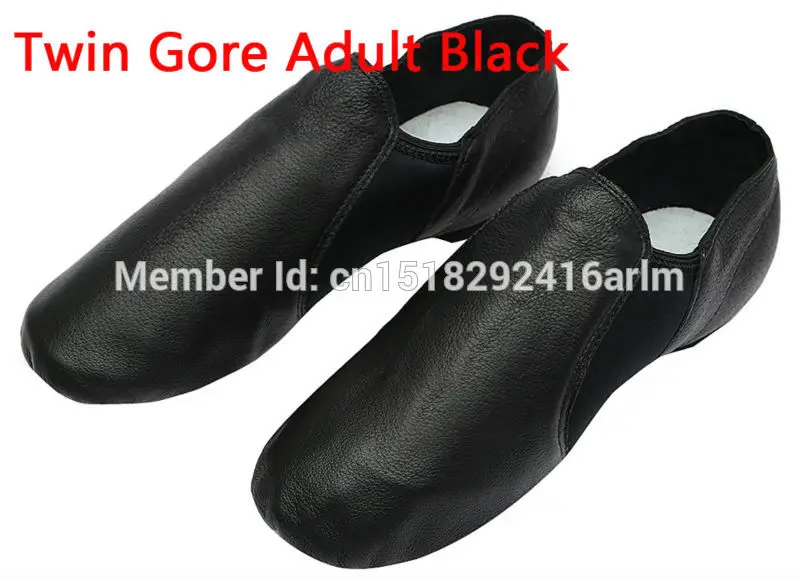 Натуральная кожа две стороны эластичные вставки стрейч Джаз танцевальная обувь без шнуровки подростков танцы спортивные кроссовки мужская обувь для тренировок - Цвет: Black
