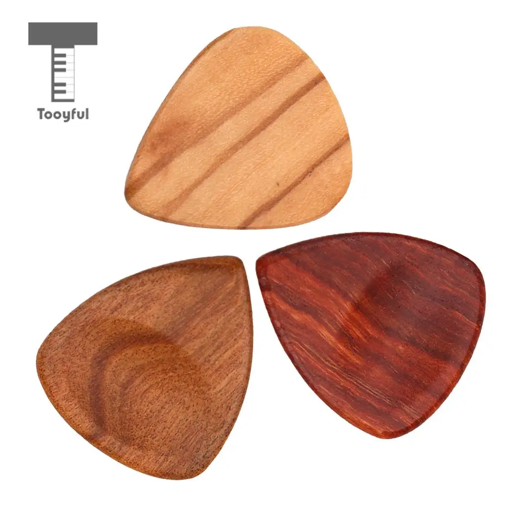 3pcs CHACATE PRETO/OLIVE Wood Grain Guitar Pick Plectrum for Acoustic Electric Guitar Uke Heart Shaped