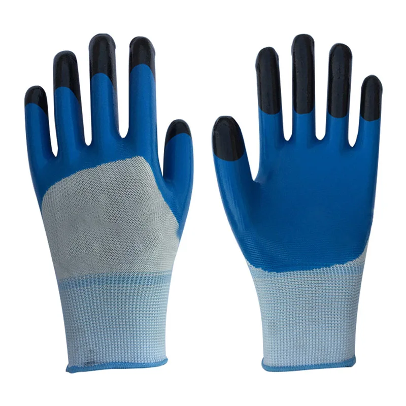 Горячая продажа Dingqing нейлон окунутые защитные перчатки износостойкие противоскользящие перчатки для безопасности работы механика