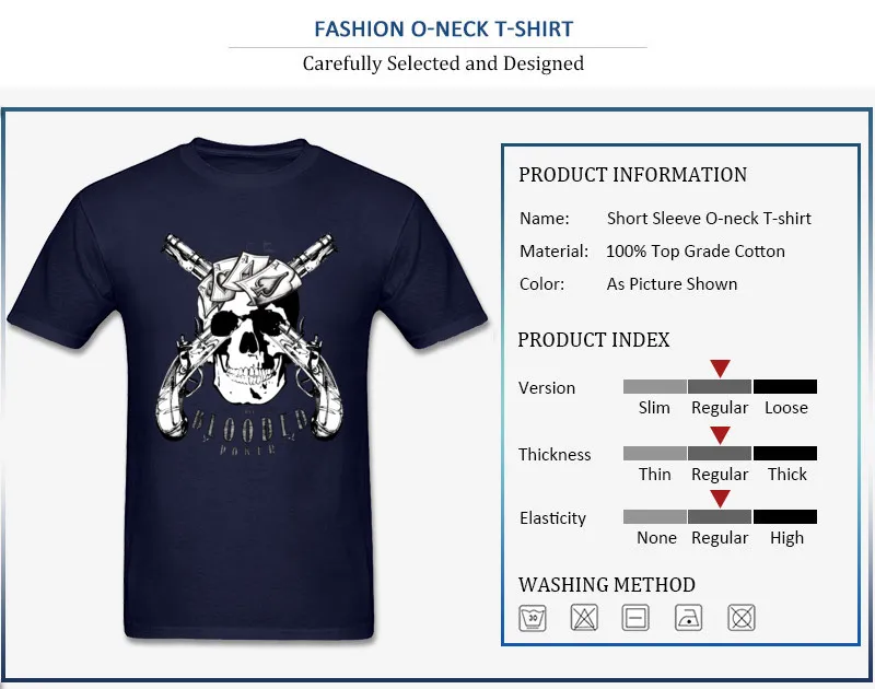 Blooded Skull Poker O Neck T Shirt NEW YEAR DAY Tops & Tees Short Sleeve Coupons Pure Cotton Gift Sweatshirts Summer Men's Blooded Skull Poker