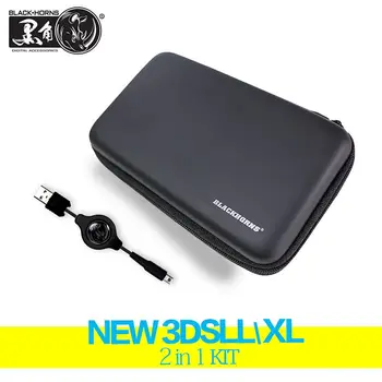

Game accessories for New 3DSLL/XL Travel Hard Case Carry Pouch Shell + Retractable Power/Data Cable, for Nintendo New 3DSLL/XL