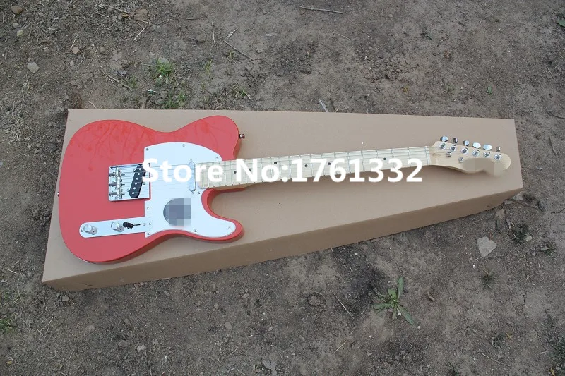 

Factory custom Orange-red electric guitar with string-thru-body,white pickguard,chrome hardware,can be cusomized