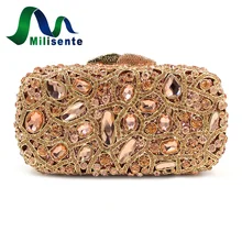 Milisente Gold Kupplung Geldbörse Edelstein Edle Kristall Kupplungen Frauen Abendtaschen Veranstaltungs Partei-beutel-art Kette Luxus Handtaschen