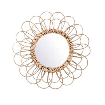 

Rattan Dressing Mirror Innovative Art Deco Round Mirror Living Room Wall Hanging Mirror Kitchen Bathroom Mirror