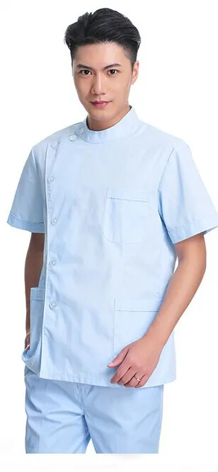 Лаборатории пальто Спецодежда медицинская костюм Для мужчин летом Shortsleeve стоматолог рабочей одежды комплект доктор пальто Брюки для девочек набор для Clinic - Цвет: blue as photo