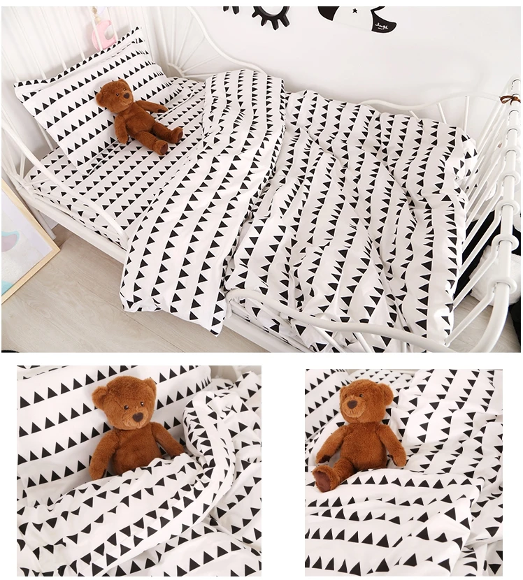 (2pcs a set) customize baby bedding set baby quilt cover and pillowcase kids cotton duvet cover black and white style (22)