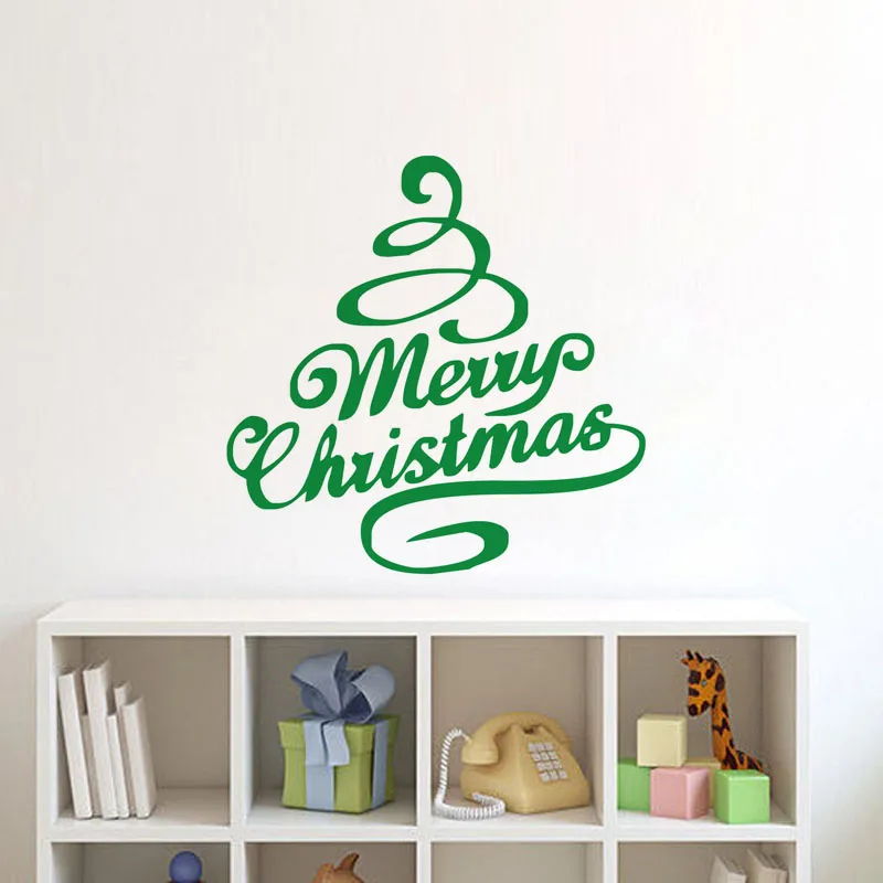 New Design Christmas Tree Vinyl Wall Sticker Merry Christmas Art Murals