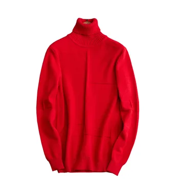 

2019 New Autumn Winter Sweater Men Turtleneck Solid Color Casual Sweater Man Fit Brand Knitted Pullovers Tops for Men Sweaters