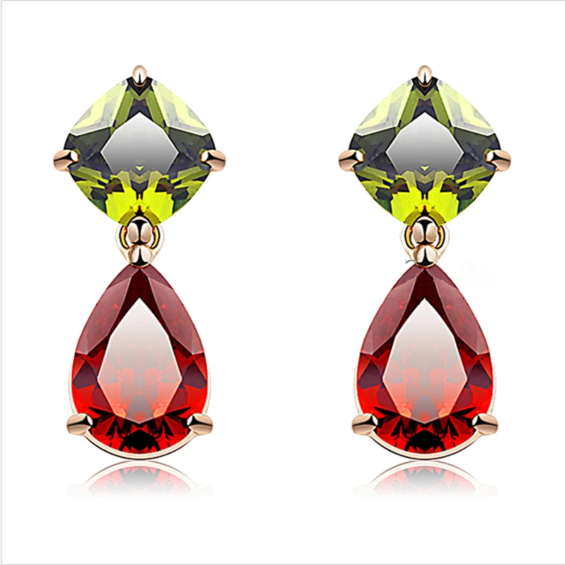 

18KGP Mona Lisa Colorful Austrian Crystals Stud Earring Women Charm Jewelry Free Shipping (CE003)