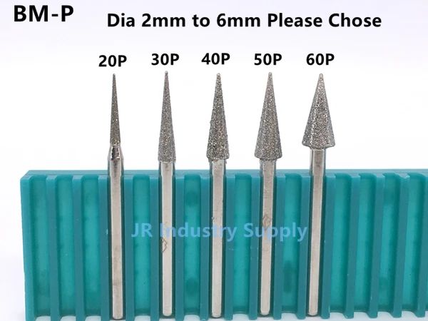 Jrealmer 10 шт./кор. BM-P алмазный наконечник шлифовальные бит алмаз шлифовальные головки; Набор бит для инструмент Dremel форма наконечника