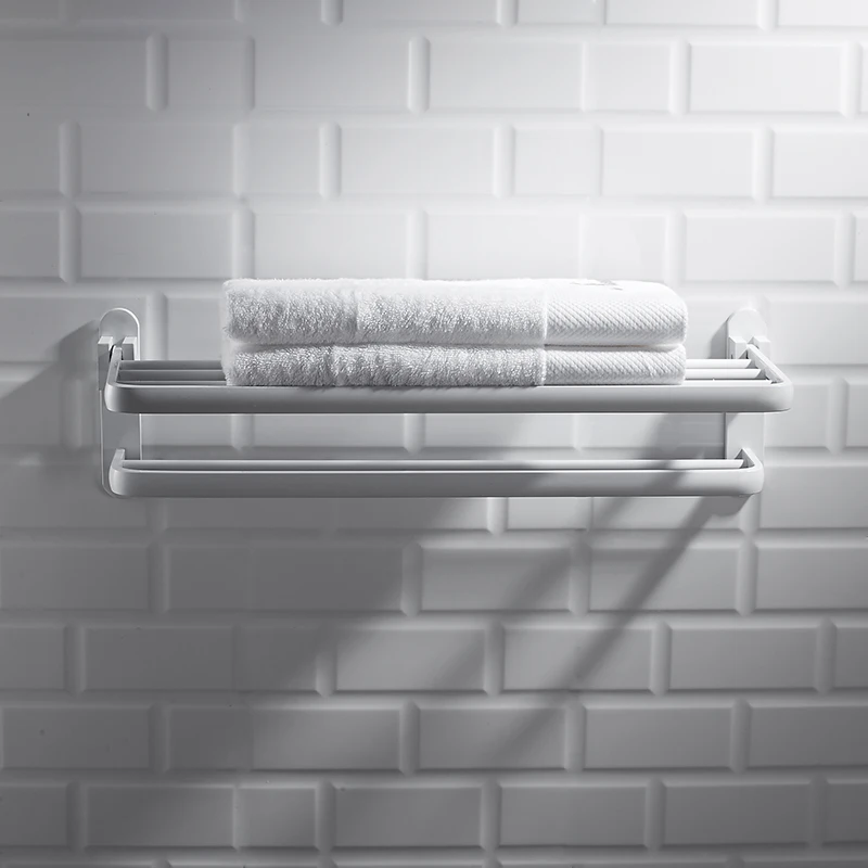 Billige Nordic raum aluminium handtuch rack perforierte weiß bad rack wc handtuch rack hardware anhänger set