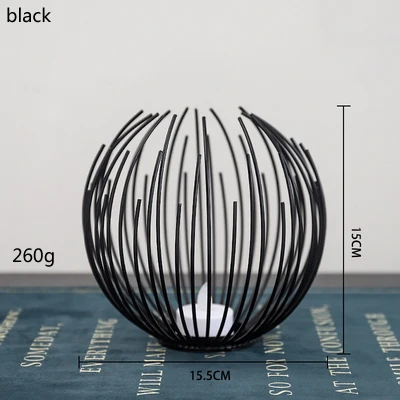 Европейский современный черный золотой ручная роспись железная проволока вокруг дома Настольный Железный чайный светильник подсвечник металлический стол - Цвет: black