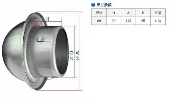 60mm Ducting Dia 304 Grade Stainless Steel Air Vent Outlet Grill Mesh Louver New