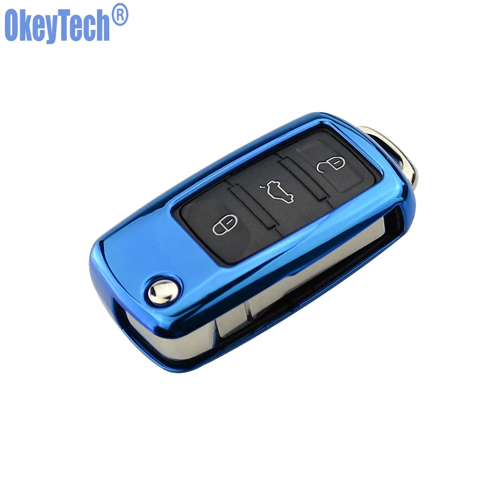 OkeyTech автомобильный брелок для VW Passat Golf Jetta Bora Polo Sagitar Tiguan Skoda Octavia A5 Fabia SEAT Ibiza Leon TPU|fob