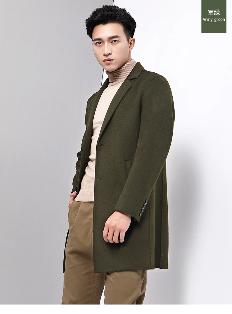 AYUNSUE Mens Coat Long Jacket Wool Coat Men Double Face Woolen Overcoat ...