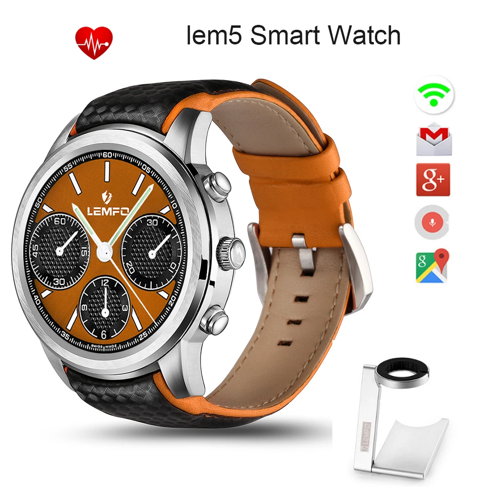 2016 New Wearable Devices LEM5 Smart Watch Android Connected Clock WRISTWATCH Support SIM Card Phone Smartwatch
