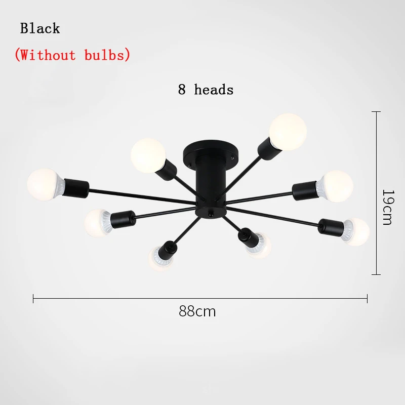 Потолочный светильник с современный потолочный светильник ing Промышленные 6/8/10 головок Утюг Лофт Nordic домашний декор столовой кафе бар - Цвет корпуса: 8 Heads black
