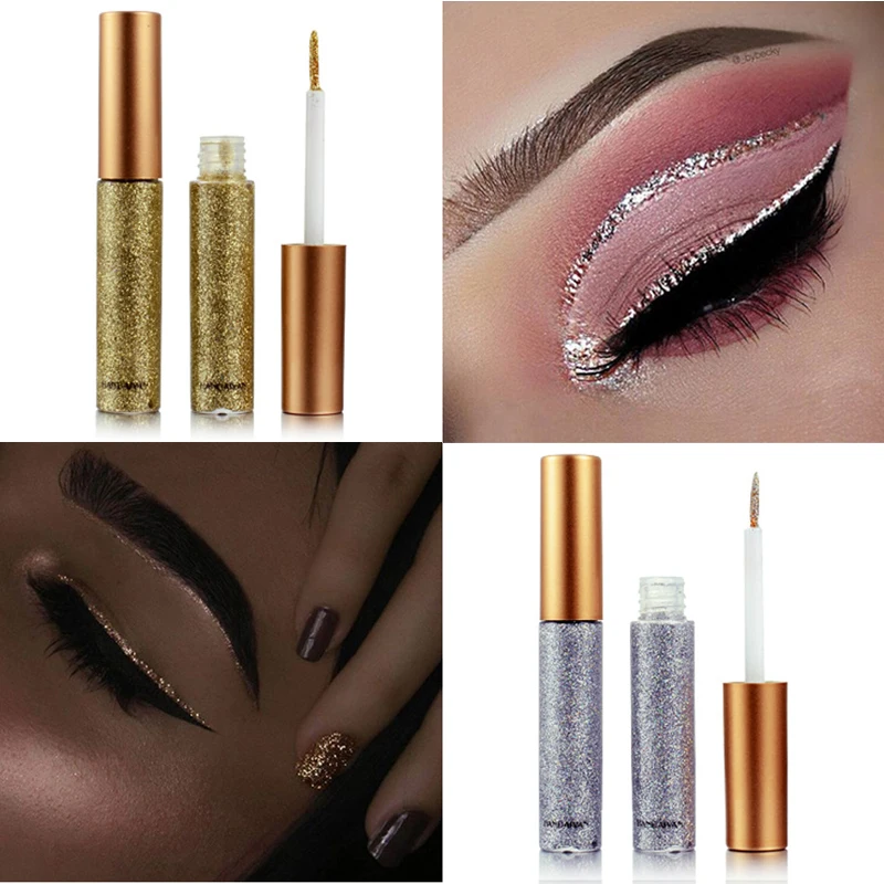 

HANDAIYAN Shimmer Liquid Glitter Eyeliner Blue Golden 10 Colors Metallic Shine Eyeshadow & Liner Combination Pencil Eyes Makeup